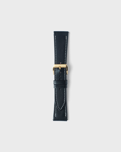 Ebony Gloss__ INTRO STRAP - FOR QUARTZ, MECHANICAL & SMART WATCHES [Parade Stitch in Fine Indian Leather] My Store