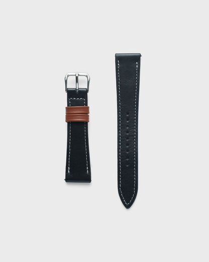 Ebony Gloss__ INTRO STRAP - FOR QUARTZ, MECHANICAL & SMART WATCHES [Parade Stitch in Fine Indian Leather] My Store