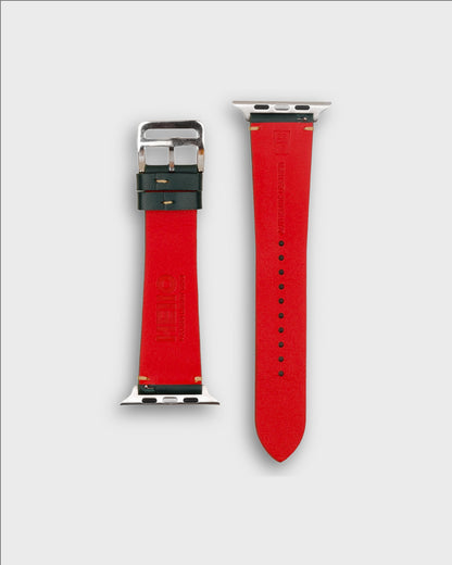 DEEP FOREST__ Red strap for watch in leather