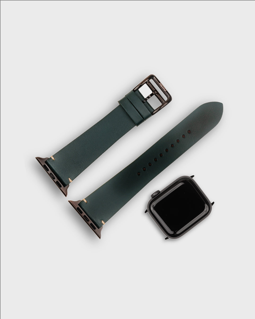 DEEP FOREST__ green leather strap 