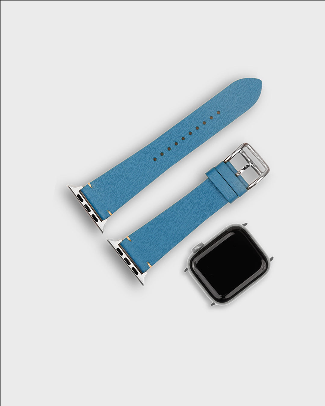 IGUANA BLUE__ blue leather strap for smart watch