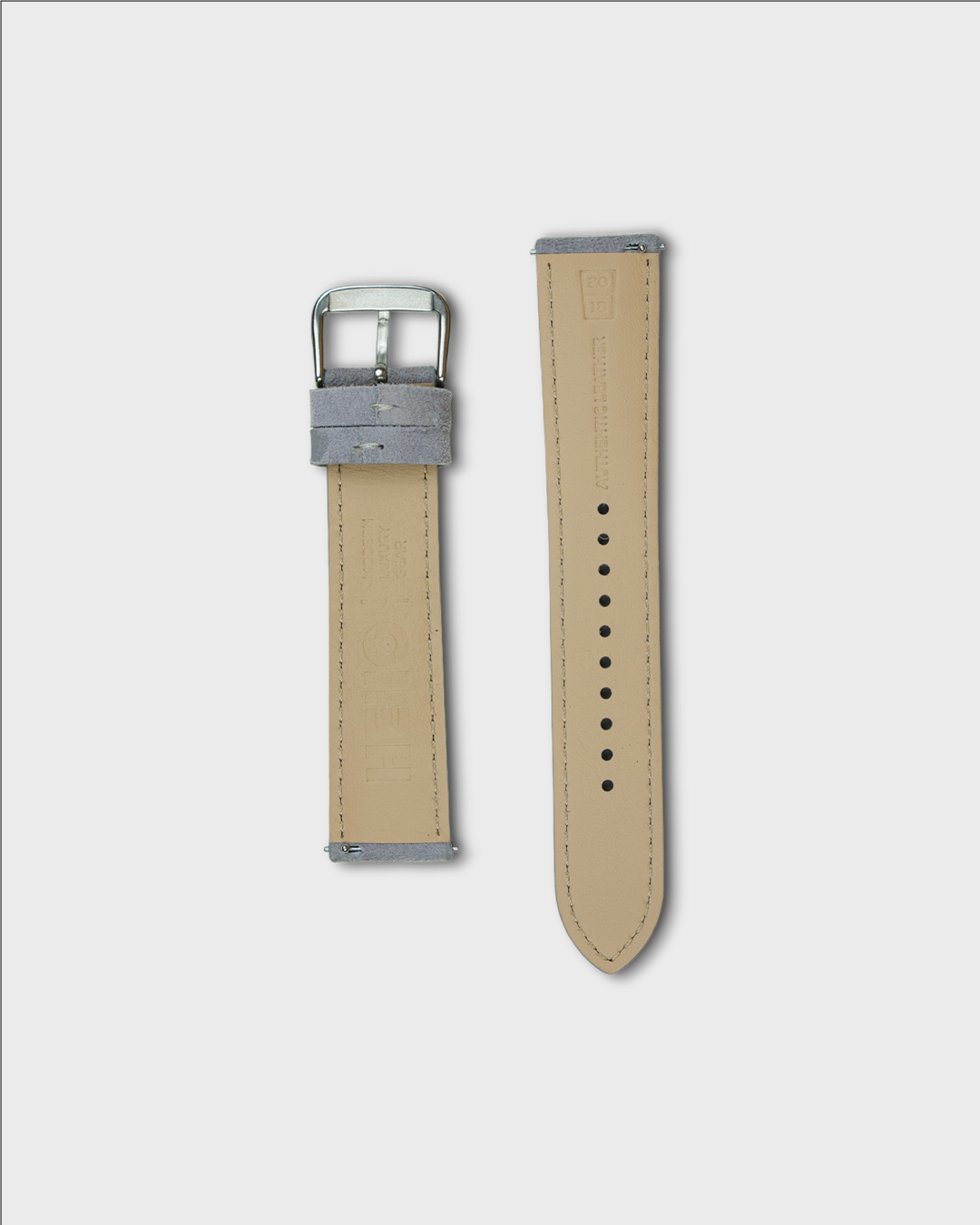 Monsoon Sky__Premium Watch Strap in Goat Suede 22mm leather Grey Colour