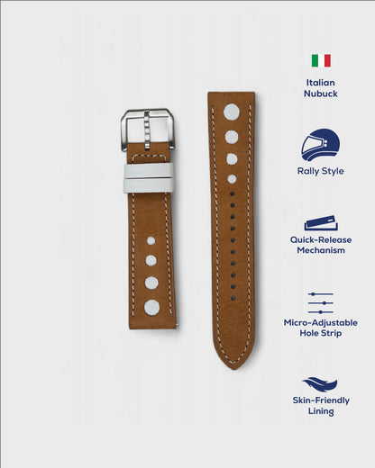 VETTEL__ Light Brown watch strap in leather