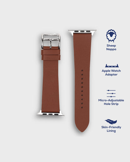 Brown color apple leather watch band