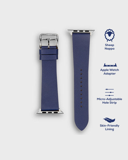 Dark blue leather strap for apple watch