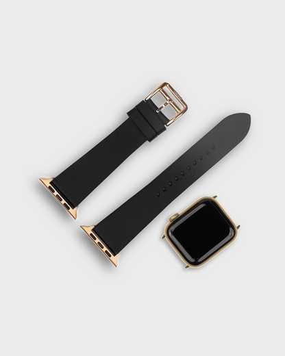 Black leather strap for apple watch 