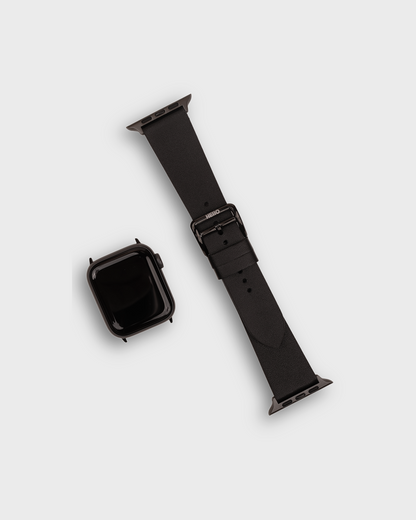 Black leather strap for apple watch