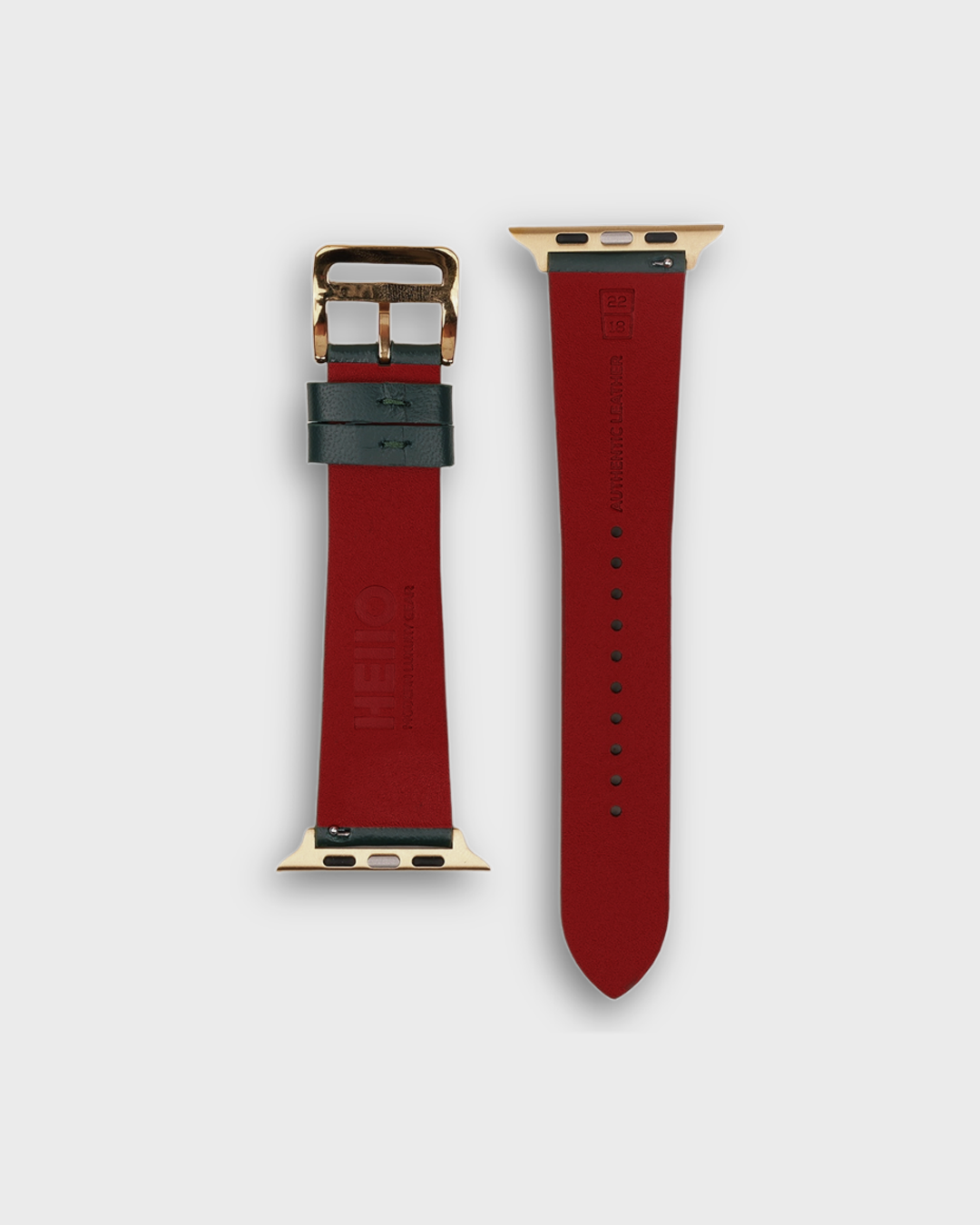 Red Color Apple watch band in leather