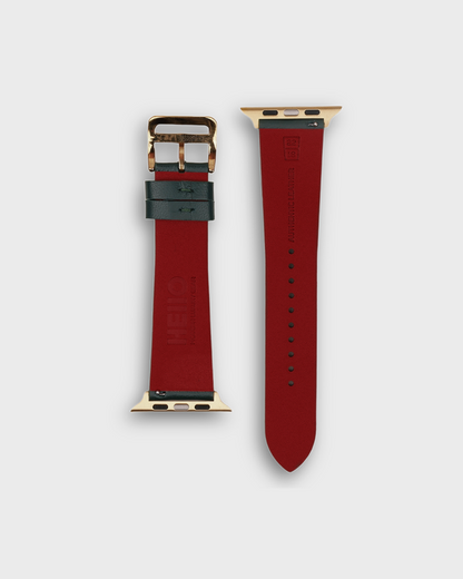 Red Color Apple watch band in leather