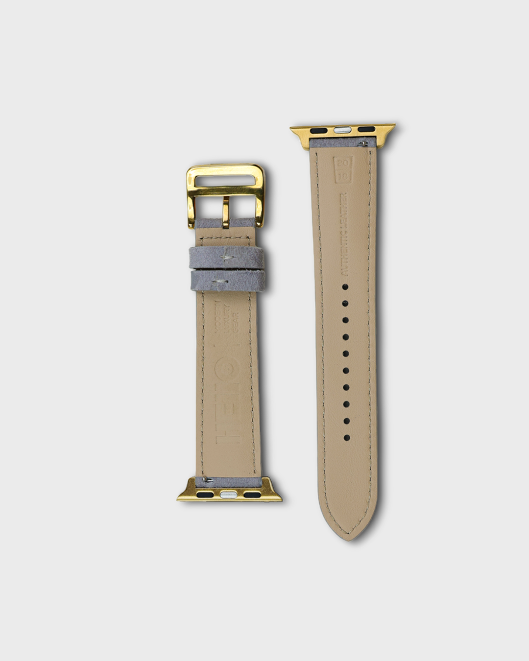 Monsoon Sky__Premium Luxury Apple Watch Straps in Grey colour for Gold Case