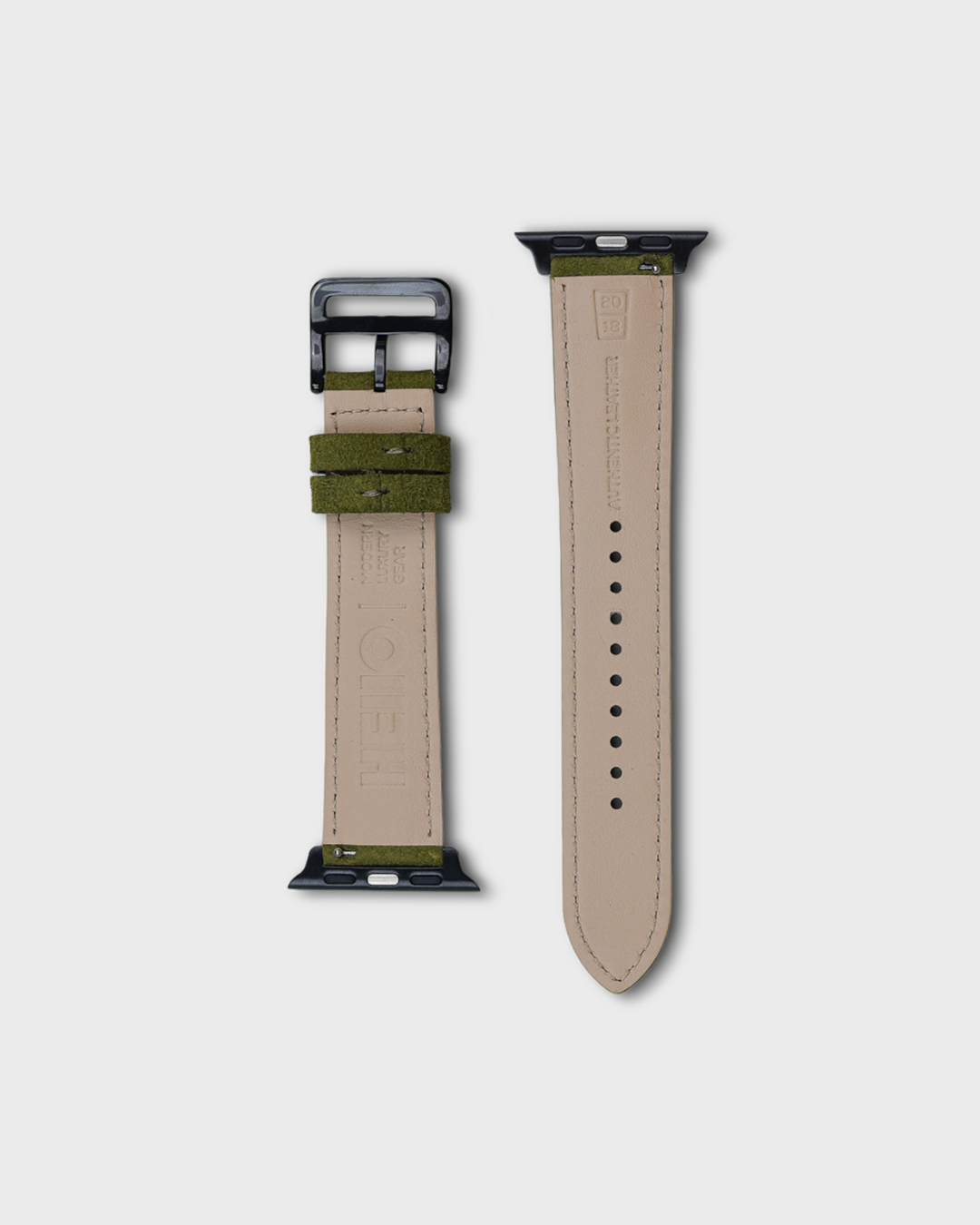 Olive Moss__Premium Luxury Apple Watch Straps in Green colour for Black Case