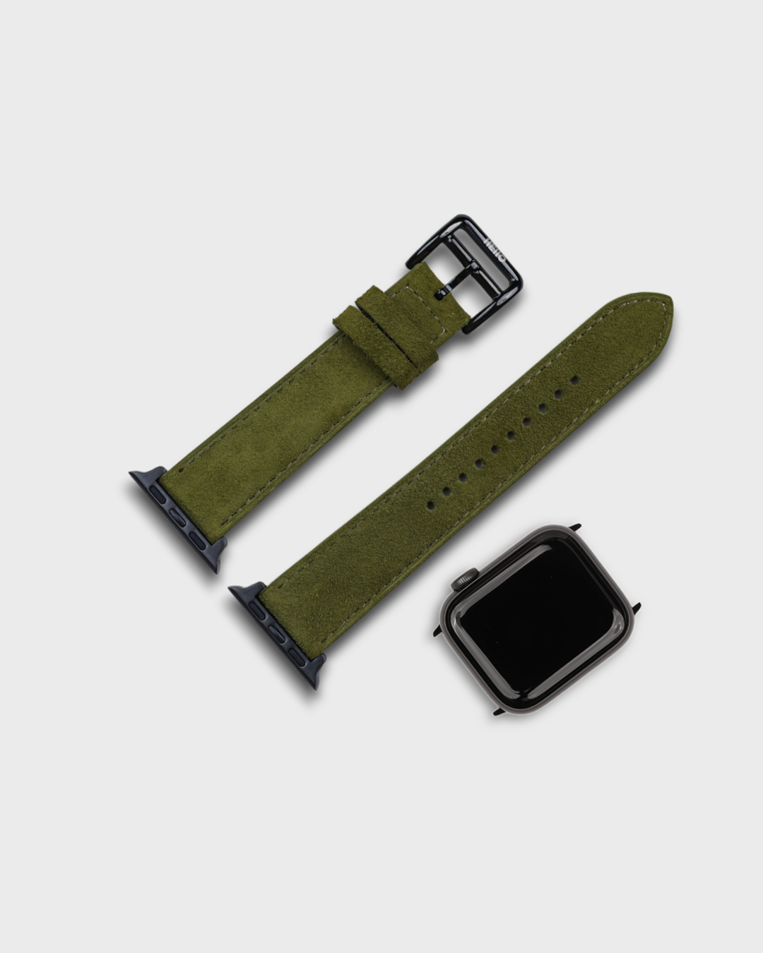 Olive Moss__Premium Luxury Apple Watch Straps in Green colour for Black Case