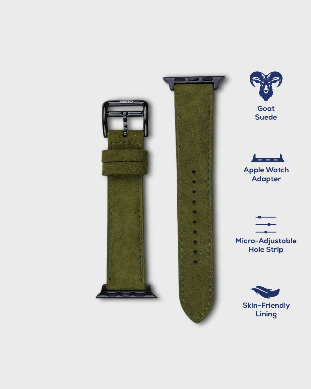 Premium Luxury Apple Watch Straps in Green colour for Black Case