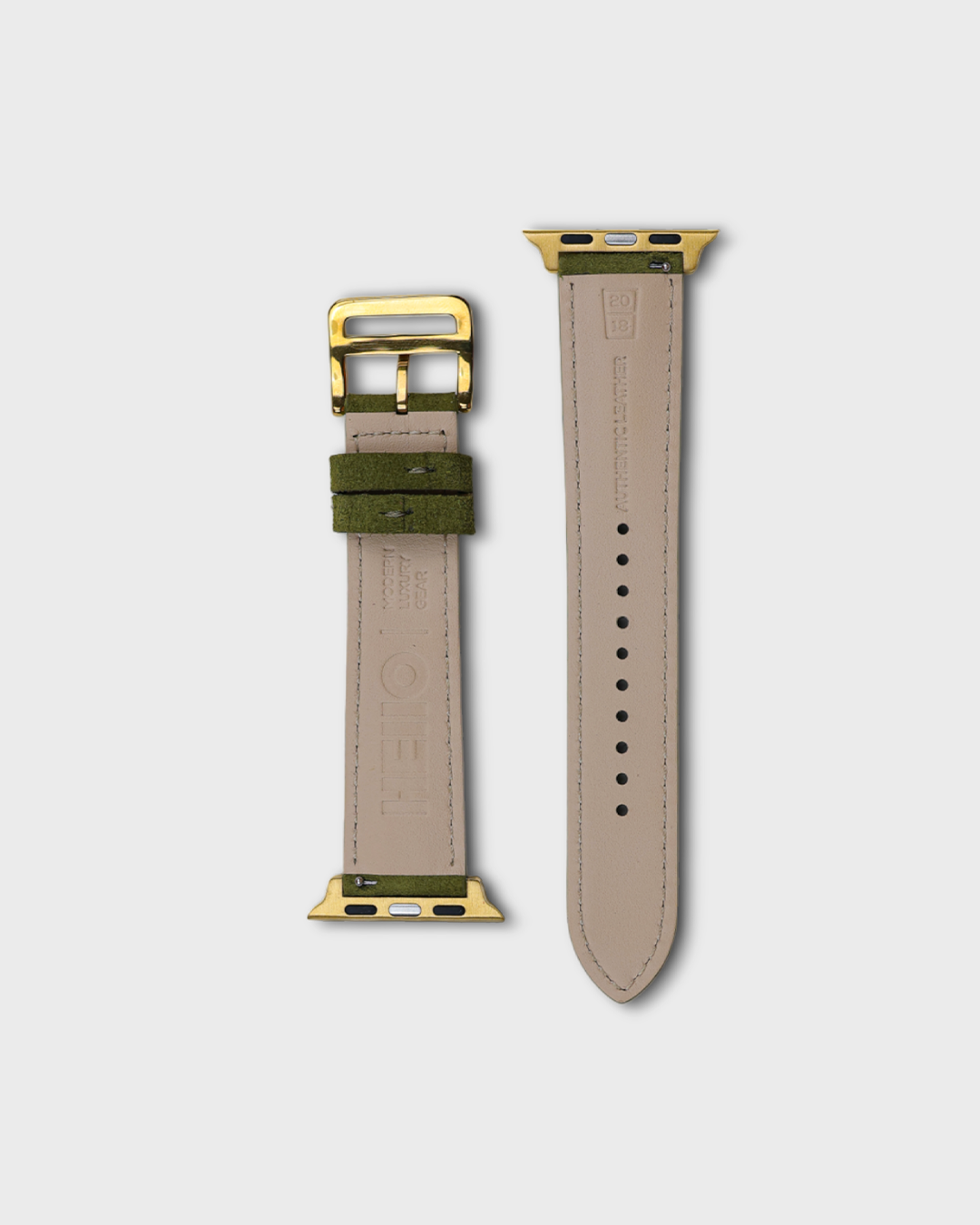 Olive Moss__Premium Luxury Apple Watch Straps in Green colour for Gold Case