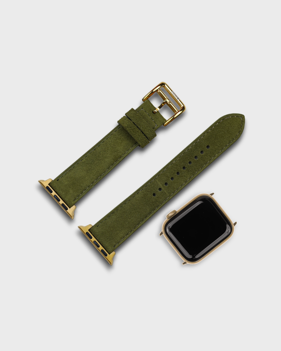 Olive Moss__Premium Luxury Apple Watch Straps in Green colour for Gold Case