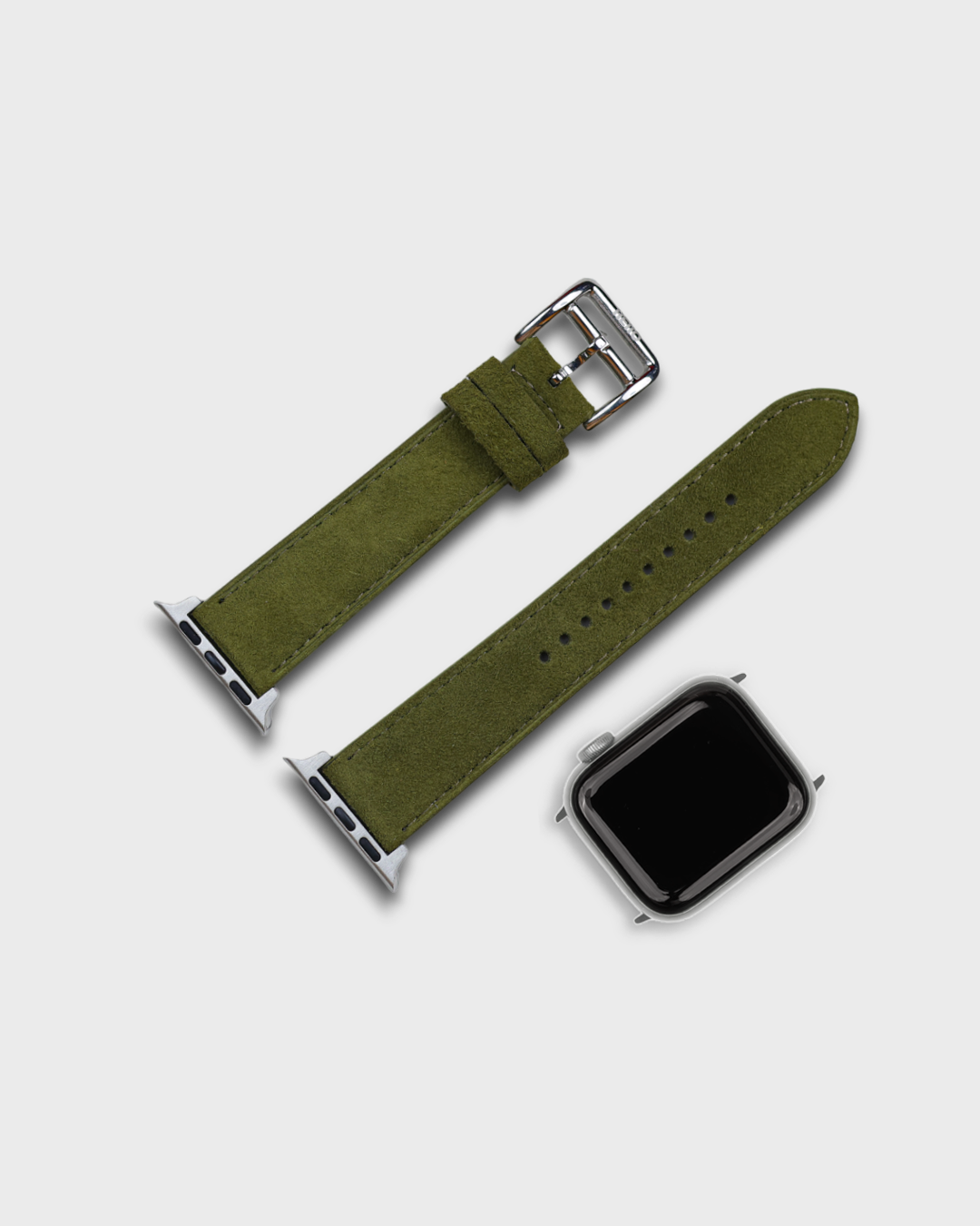 Olive Moss__Premium Luxury Apple Watch Straps in Green colour for Silver Case