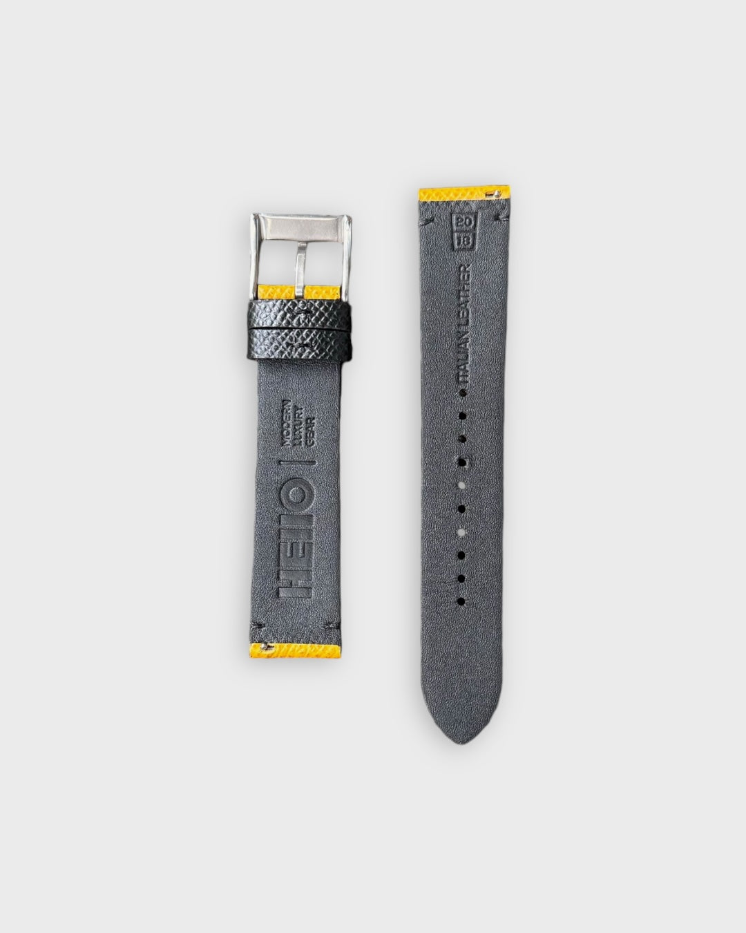 Honeycomb Crunch__ Grey leather watch strap