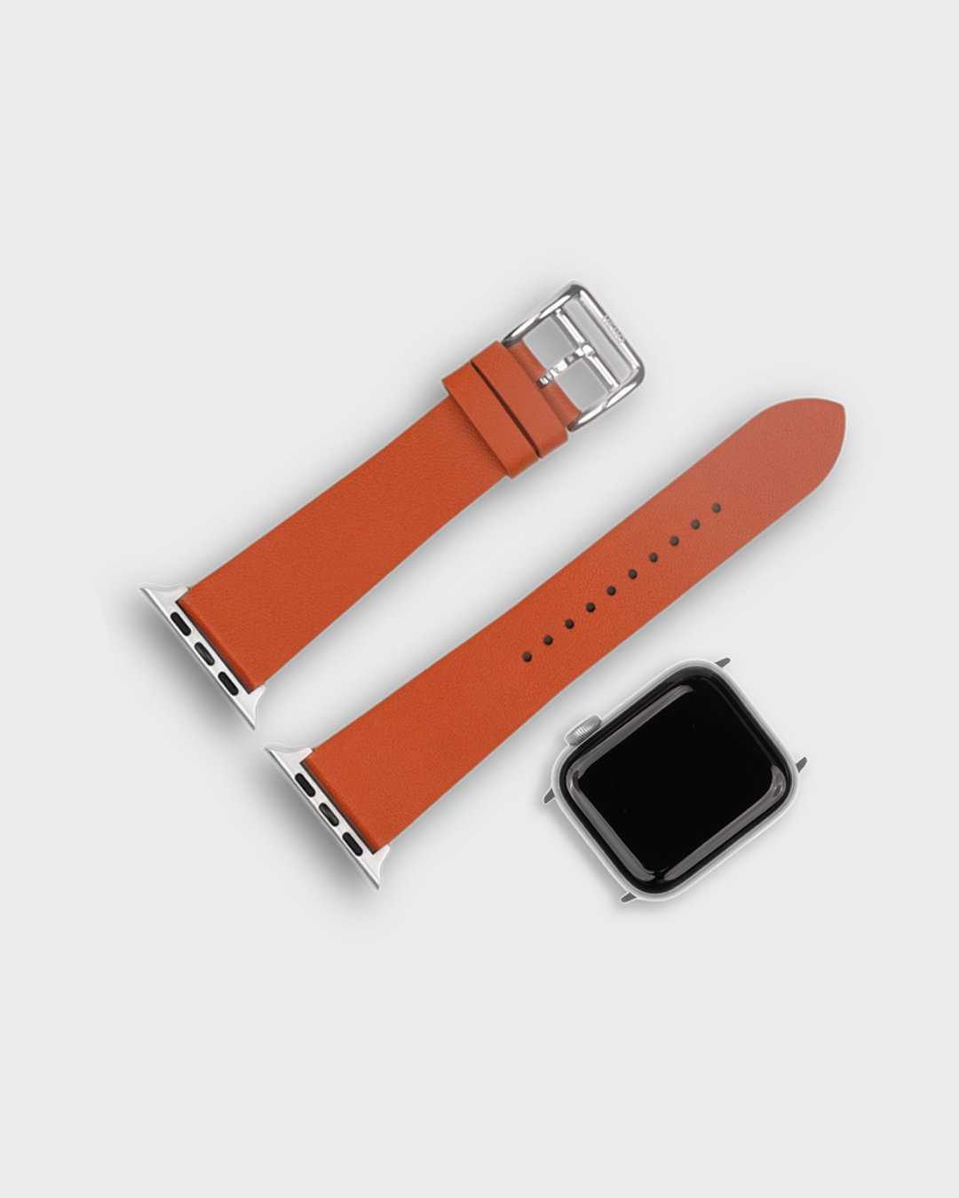 Orange apple leather watch strap