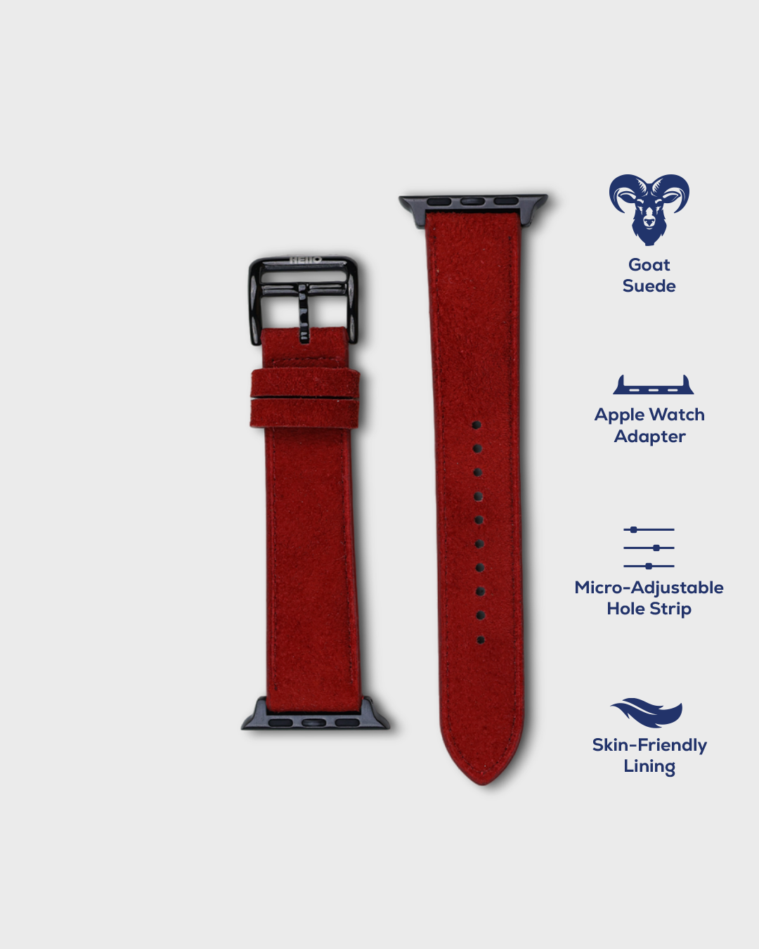 Premium Luxury Apple Watch Straps in Red colour for Black Case