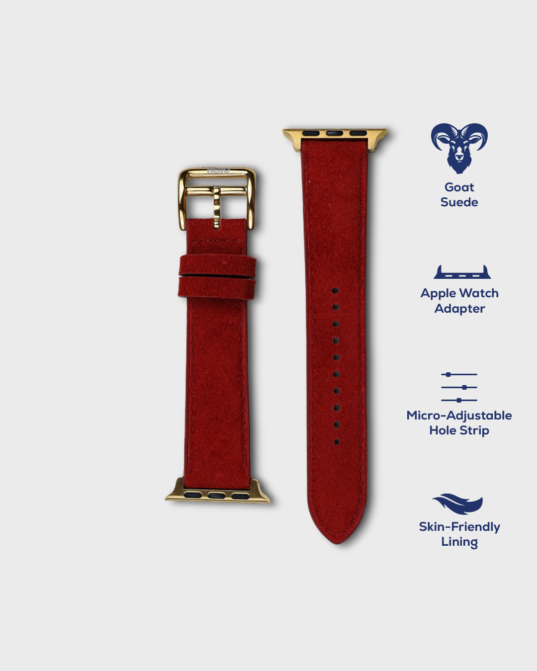 Red Earth__Premium Luxury Apple Watch Straps in Red colour for Gold Case