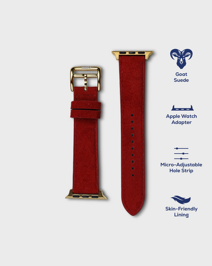 Red Earth__Premium Luxury Apple Watch Straps in Red colour for Gold Case