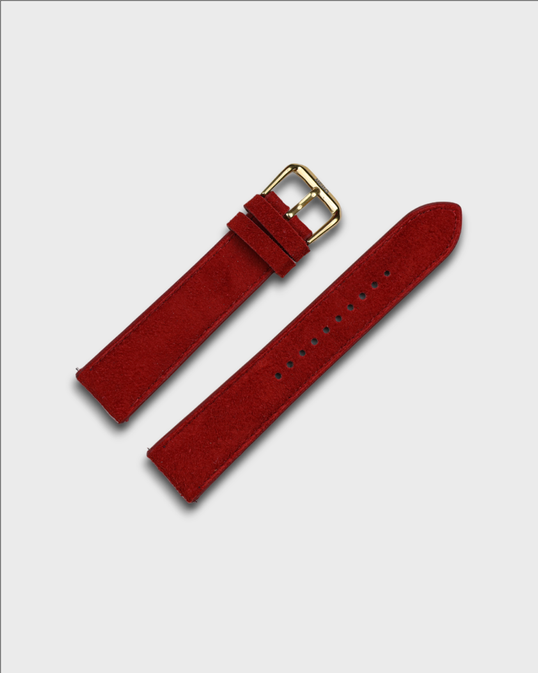 Premium Watch Strap in Goat Suede leather Red Colour with Gold Buckle