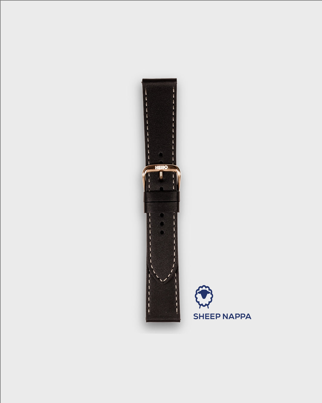 BLACK HAWK__ Black leather watch band