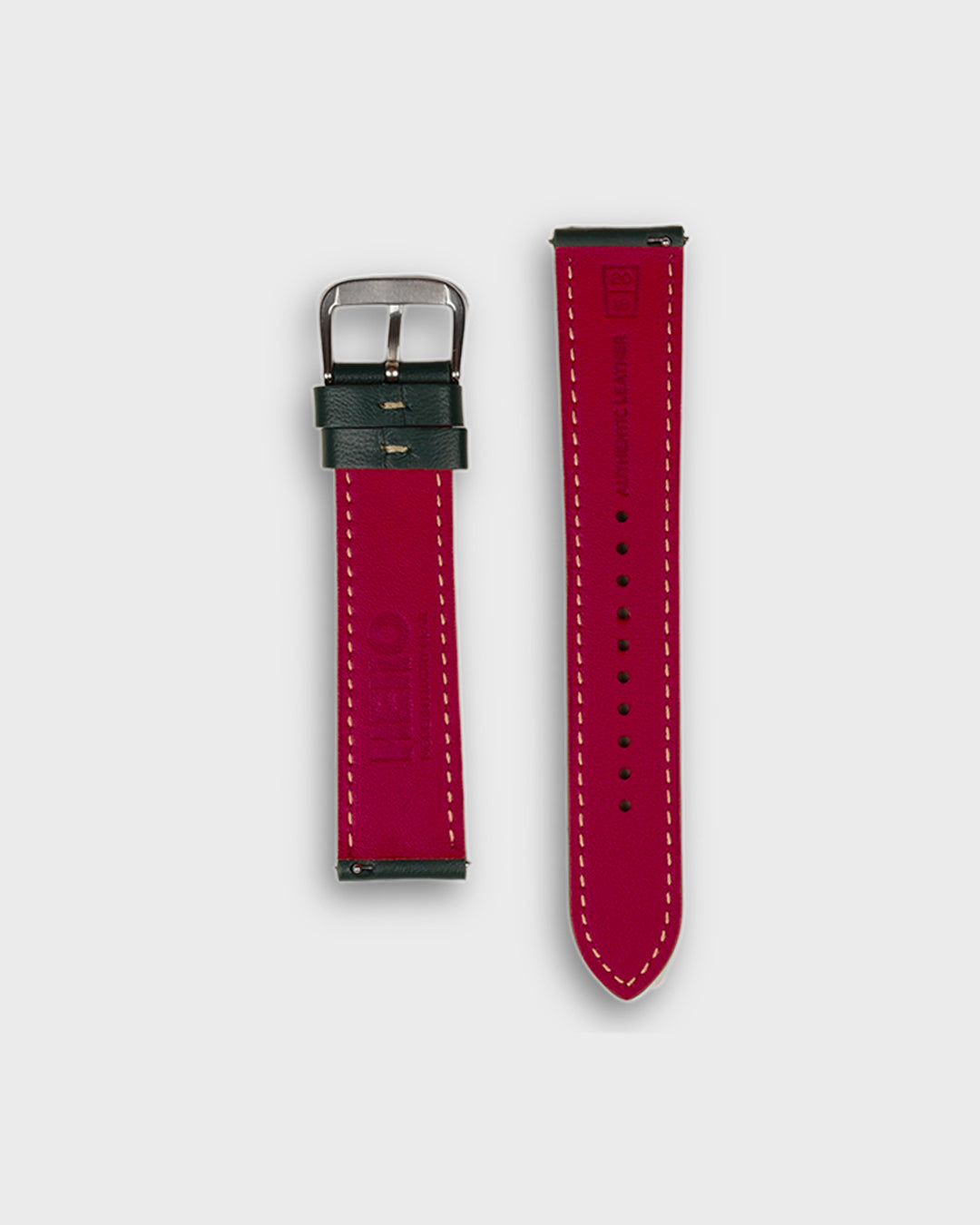 DEEP FOREST__ Red Lining 22mm leather watch strap