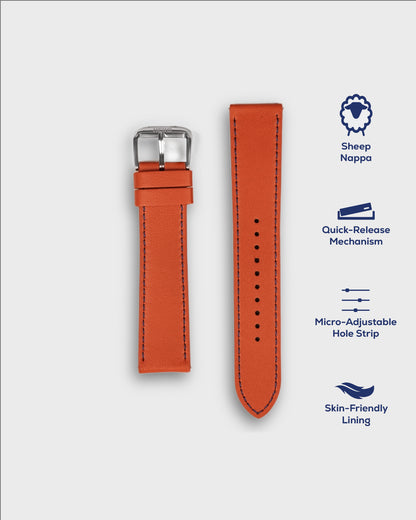 CARROT ORANGE__ Orange Watch Strap leather 