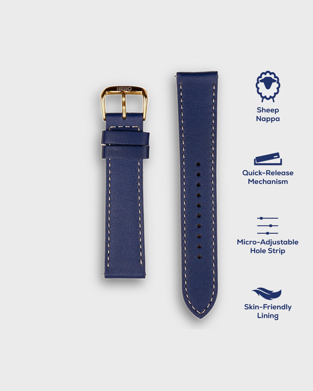 VAN GOGH BLUE__ 20mm blue watch strap leather