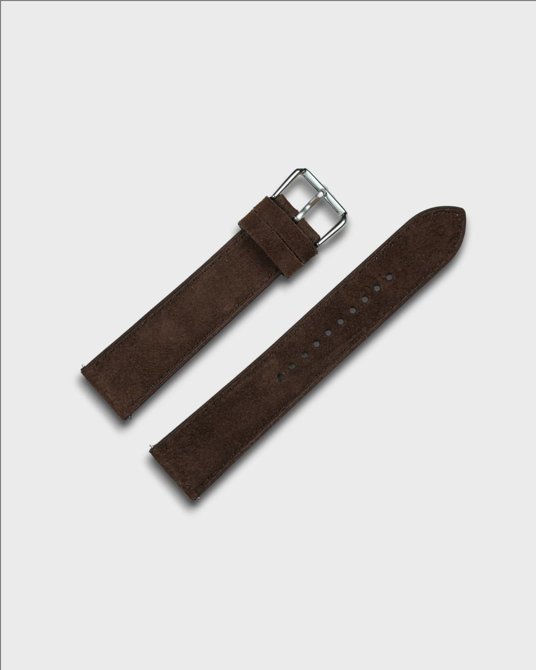 Premium Watch Strap in Goat Suede leather Brown Colour with Silver Buckle