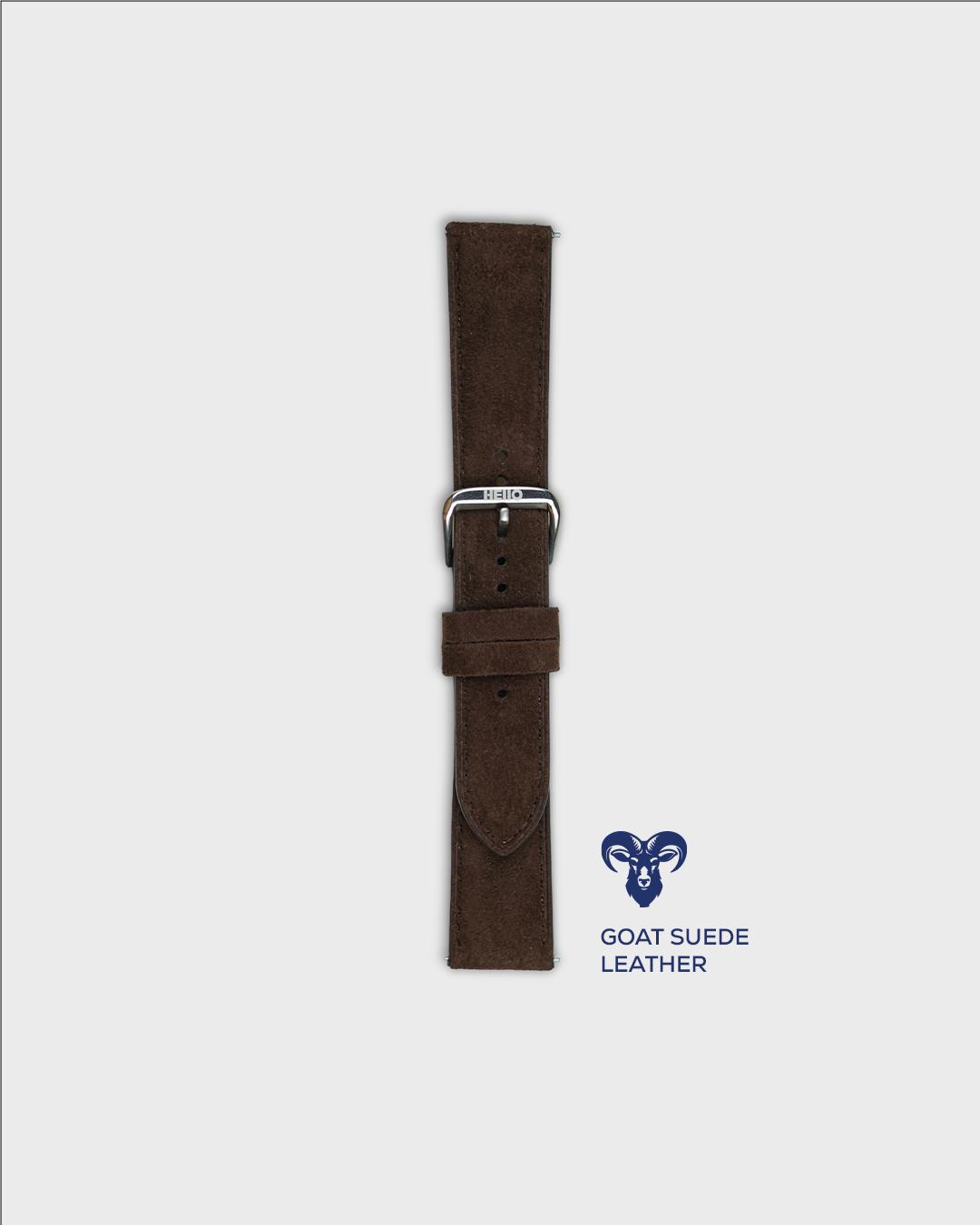 Premium Watch Strap in Goat Suede leather Brown Colour with Silver Buckle