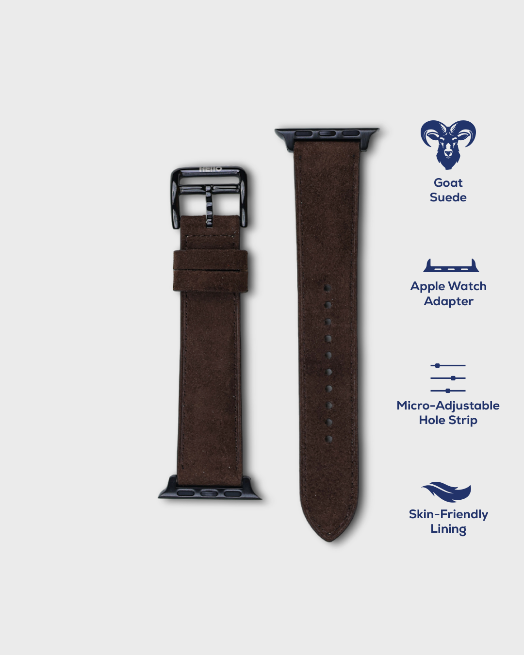 Premium Luxury Apple Watch Straps in Brown colour for Black Case