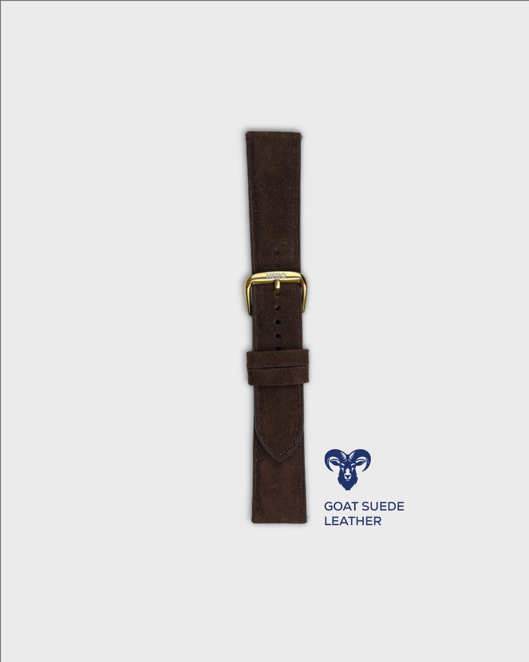 Premium Watch Strap in Goat Suede leather Brown Colour with Gold Buckle