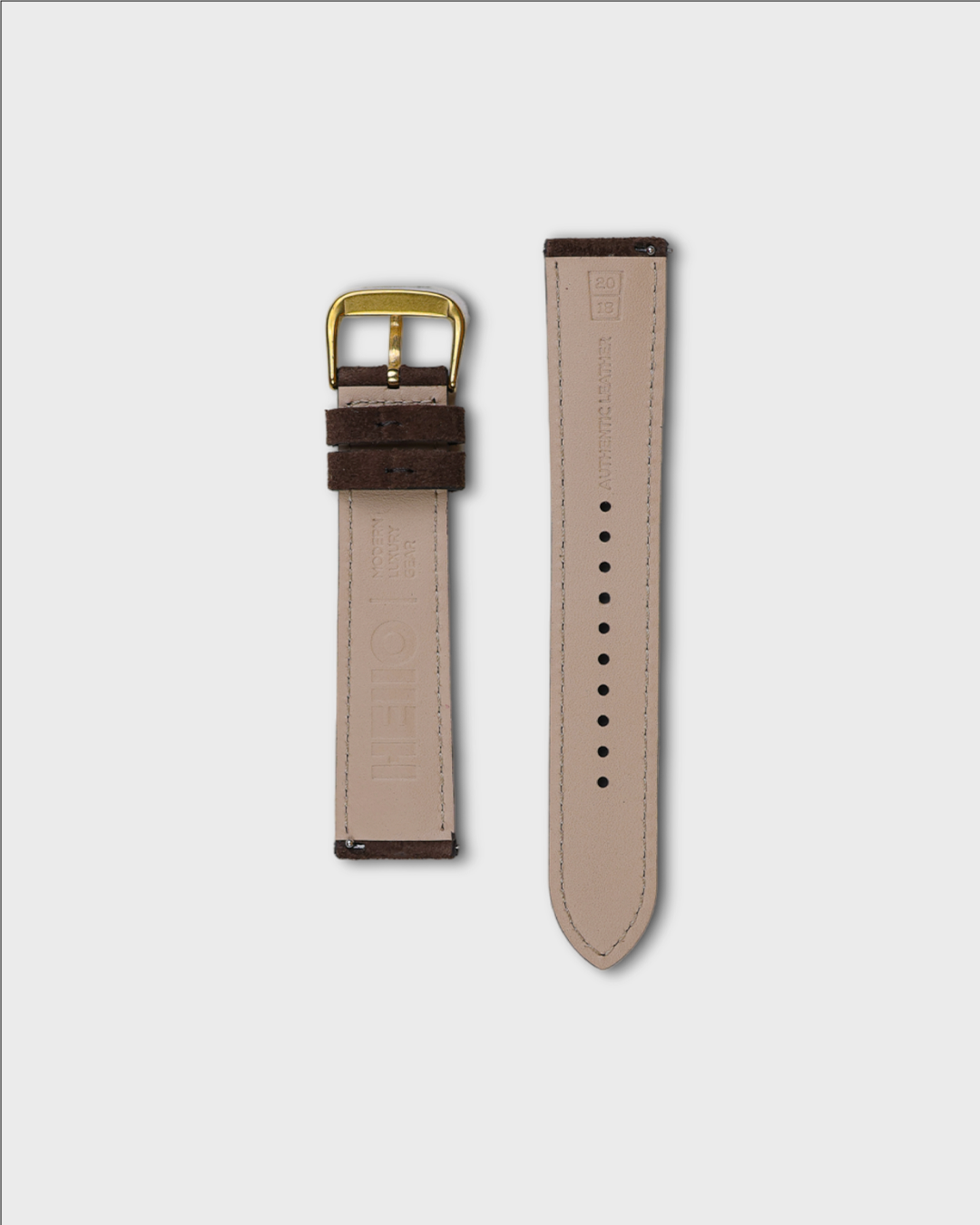 Wet Earth__Premium Watch Strap in Goat Suede leather Brown Colour with Gold Buckle