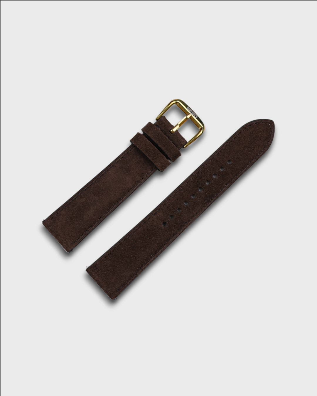 Wet Earth__Premium Watch Strap in Goat Suede leather Brown Colour with Gold Buckle