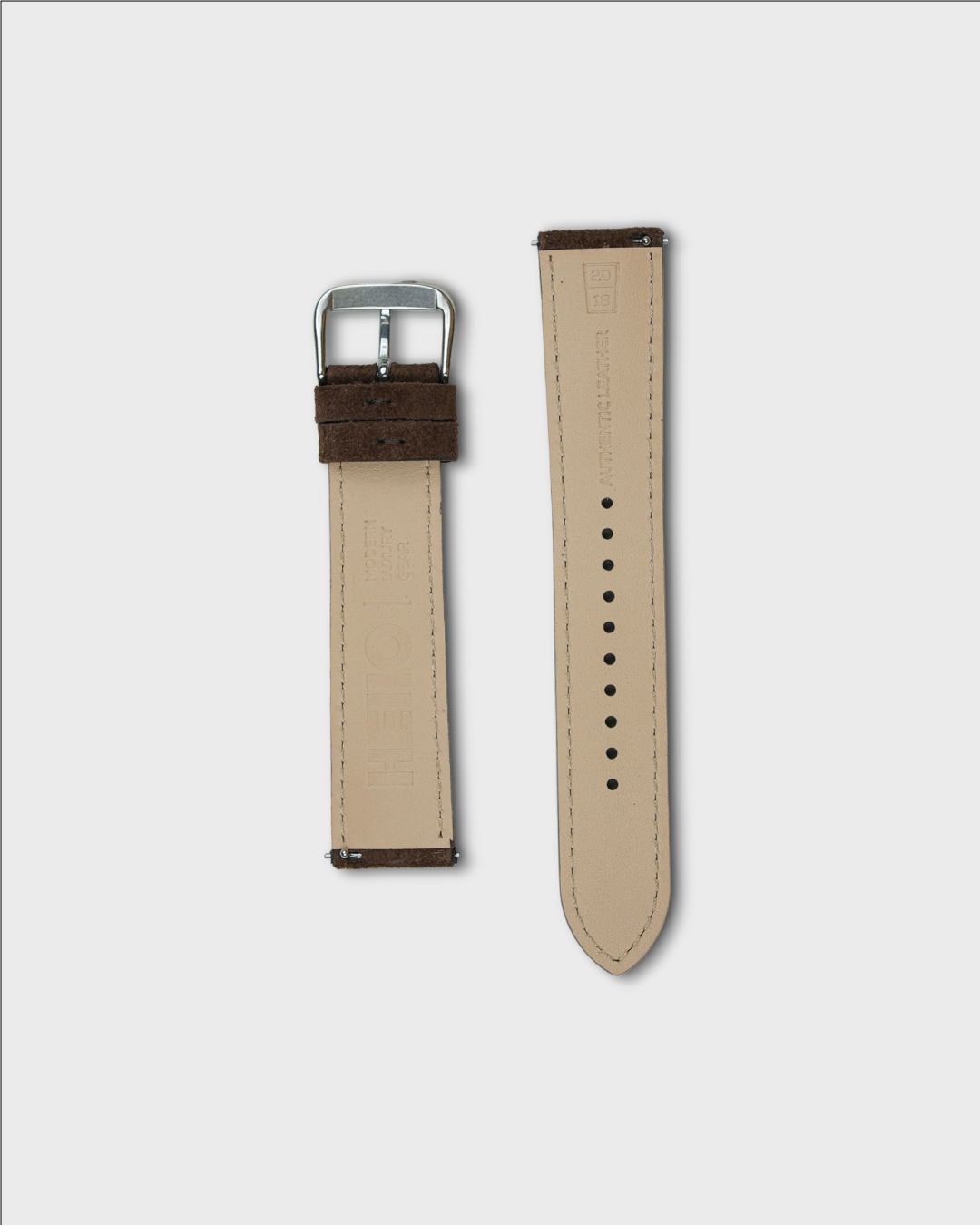 Wet Earth__Premium Watch Strap in Goat Suede leather Brown Colour with Silver Buckle