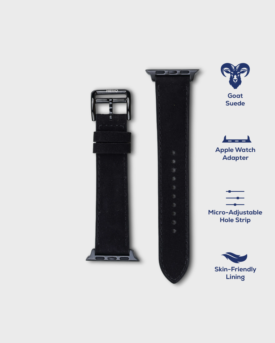 Winter Night__Premium Luxury Apple Watch Straps in Black colour for Black Case