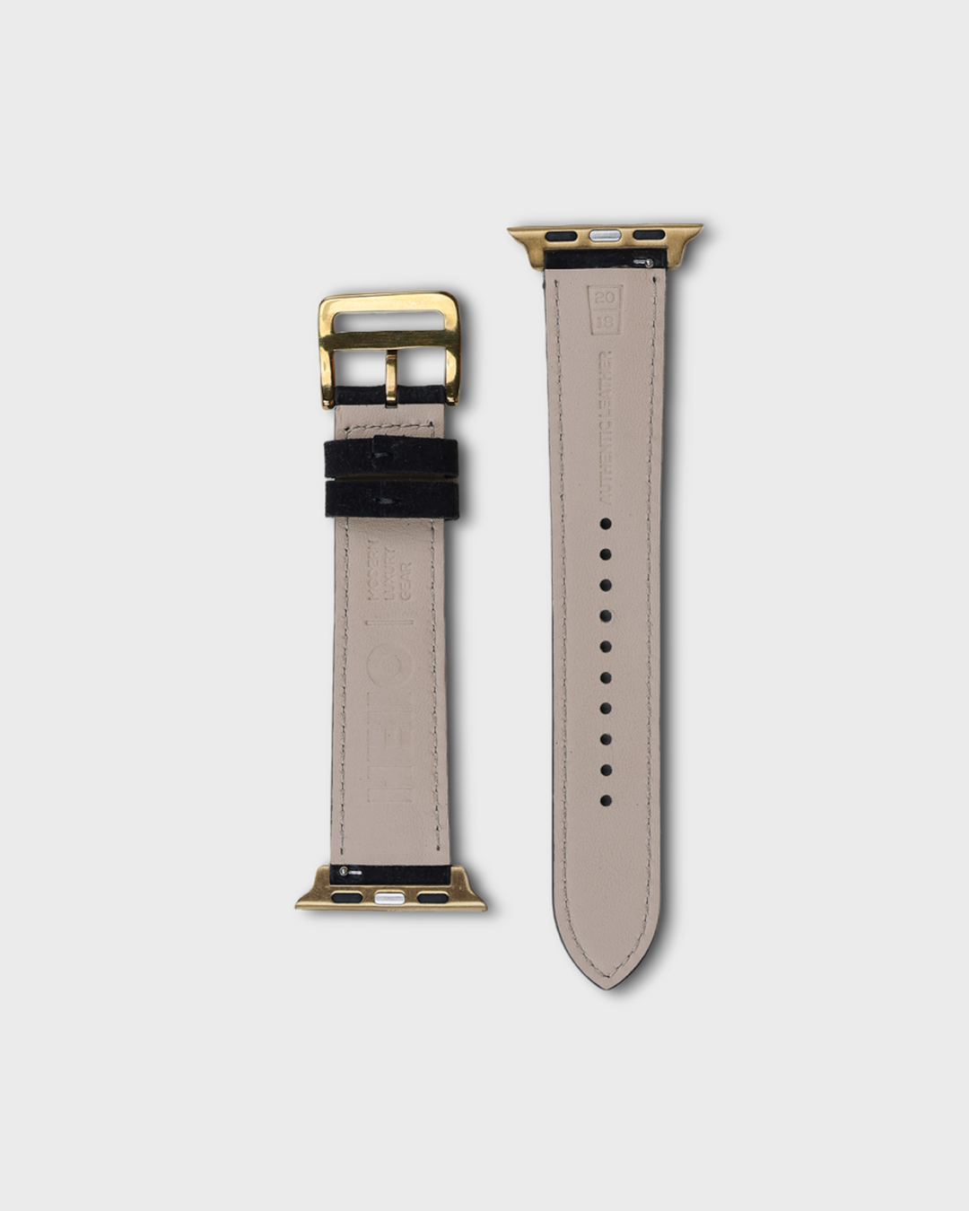 Premium Luxury Apple Watch Straps in Black colour for Gold Case