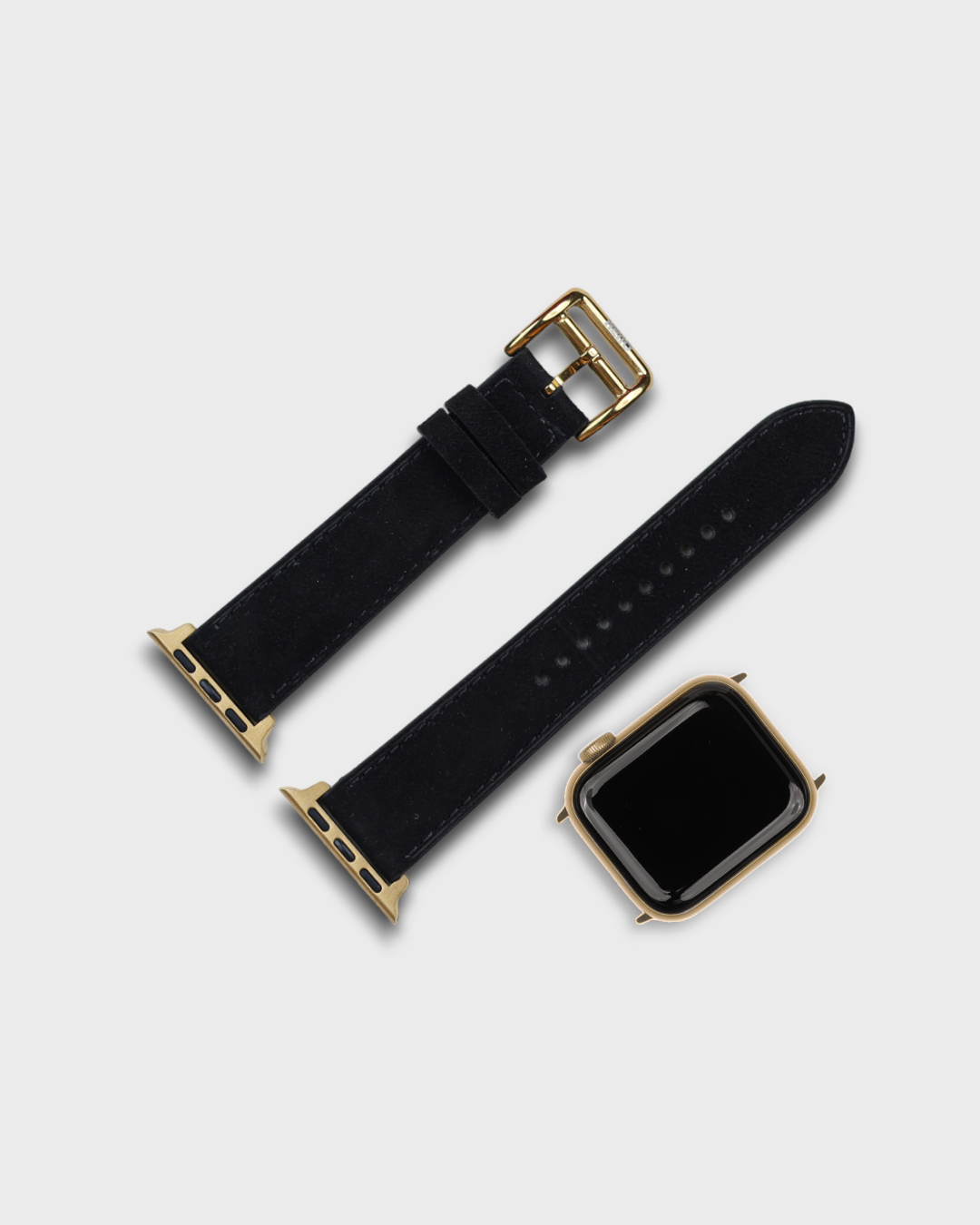 Winter Night__Premium Luxury Apple Watch Straps in Black colour for Gold Case