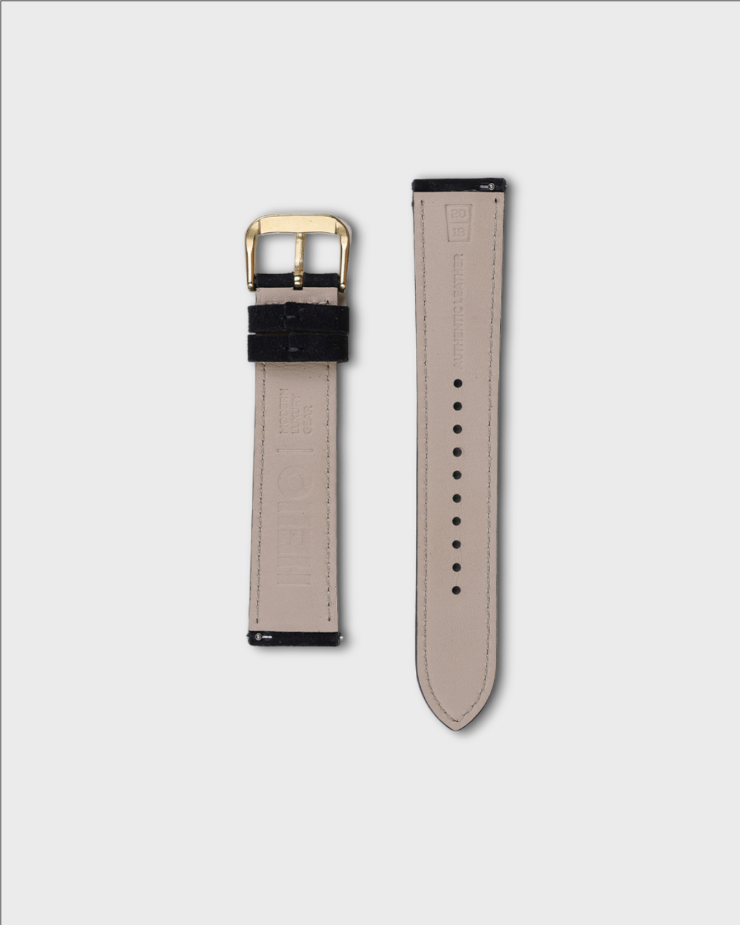 Premium Watch Strap in Goat Suede leather Black Colour with Gold Buckle