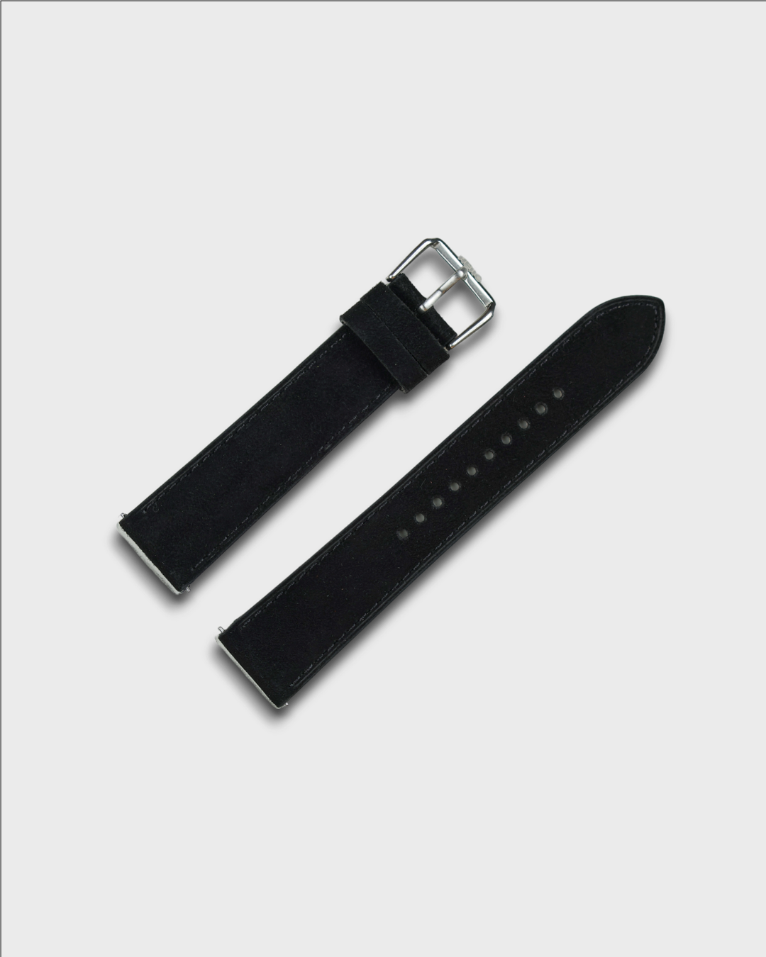 Premium Watch Strap in Goat Suede leather Black Colour with Silver Buckle