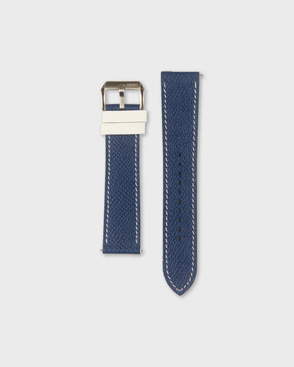 Blueberry Cream__Navy Blue White Epsom Italian Leather Watch strap