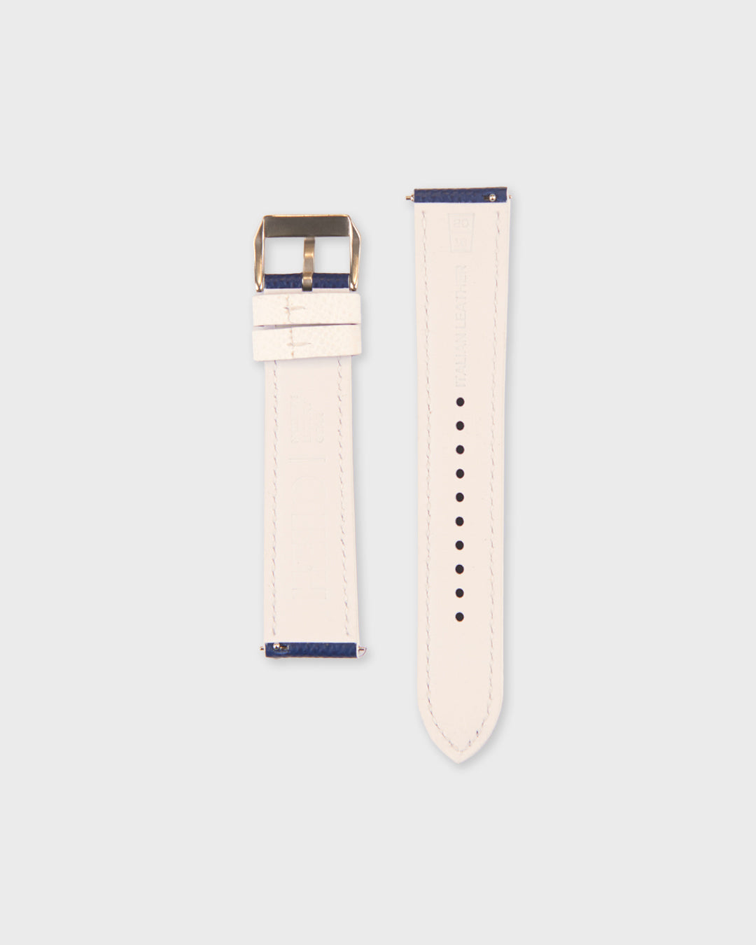 Blueberry Cream__Navy Blue White Epsom Italian Leather Watch strap