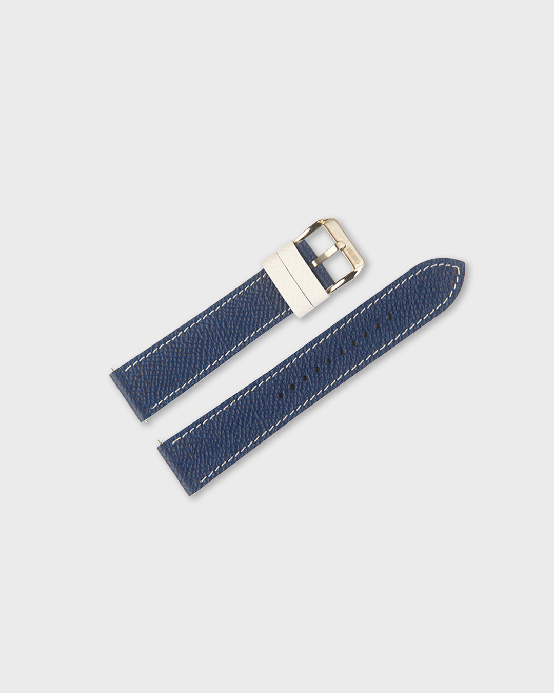 Blueberry Cream__Navy Blue White Epsom Italian Leather Watch strap