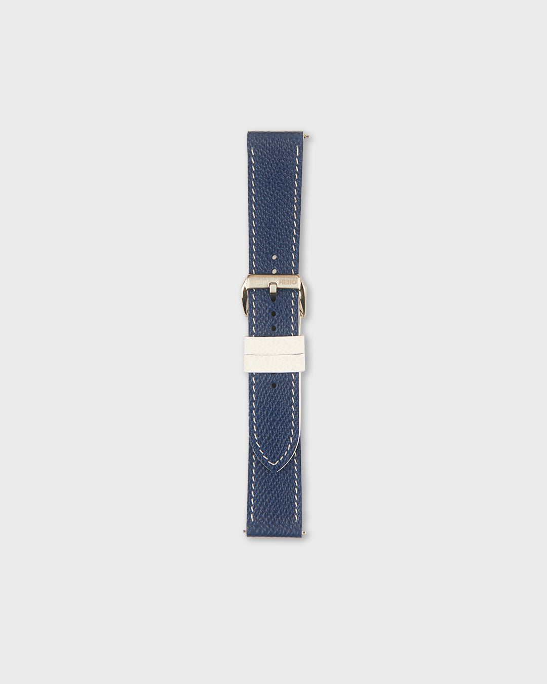 Blueberry Cream__Navy Blue White Epsom Italian Leather Watch strap