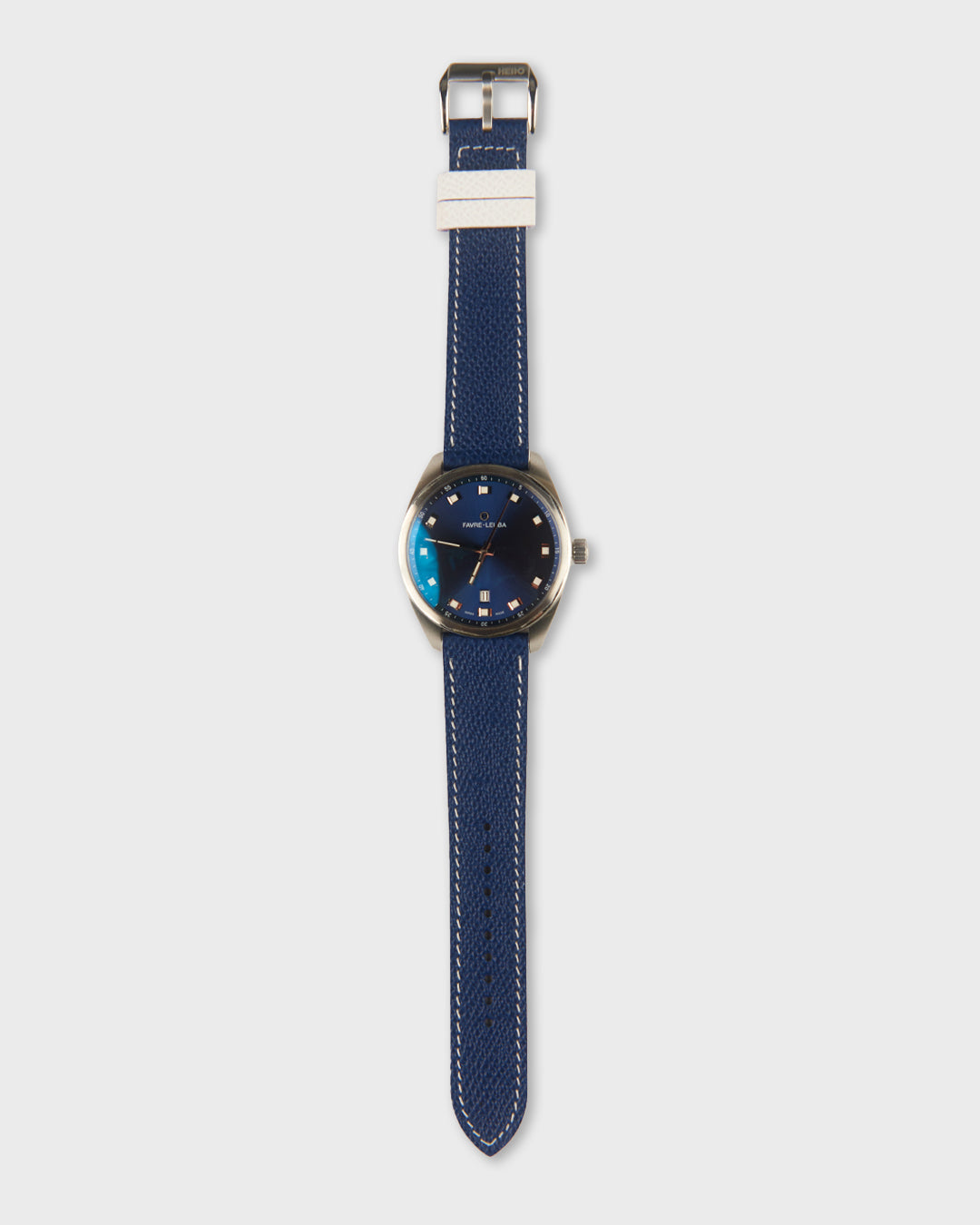 Blueberry Cream__Navy Blue White Epsom Italian Leather Watch strap