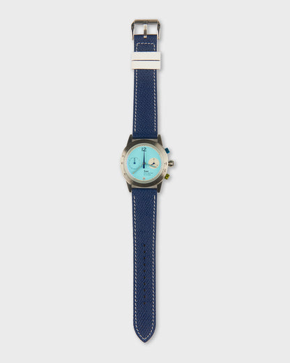 Blueberry Cream__Navy Blue White Epsom Italian Leather Watch strap