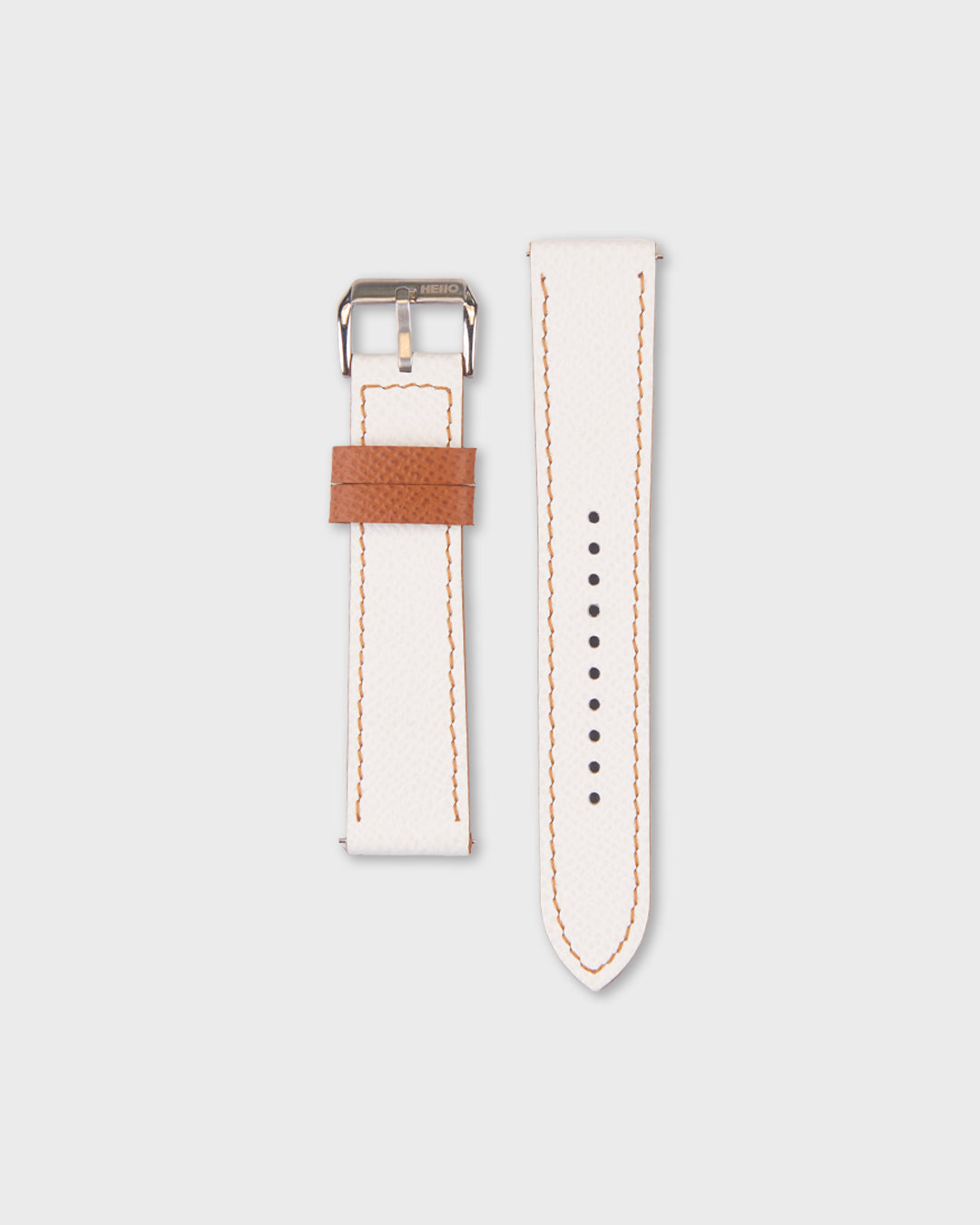 Cappuccino Cream__White Brown Epsom Italian Leather Watch strap 22mm