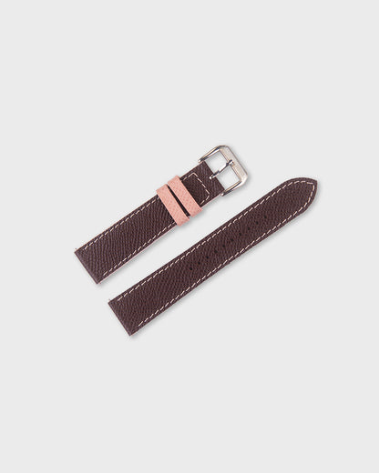 Chocolate Rose__Brown Pink Epsom Italian Leather Watch strap 20mm